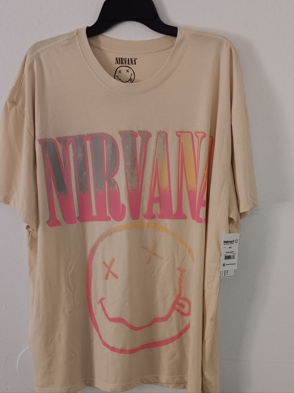 NIRVANA Light Yellow Tee with Pink & Yellow Fade Logo - Picture 2 of 6